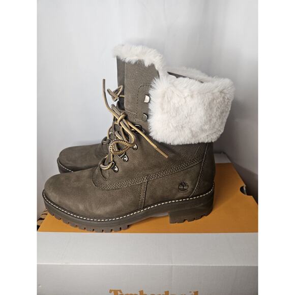 New Timberland Courmayeur Valley 6 inc Shearling Waterproof Boots US 10 Olive - Picture 3 of 8